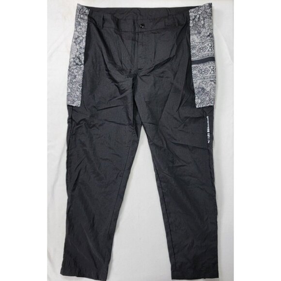Puma Les Benjamins Black Pants Gray Print Zip Cover Over Pockets Track Size XL + - Picture 1 of 9